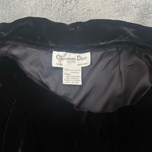 Vintage Christian Dior high-waisted black velour pants - petite